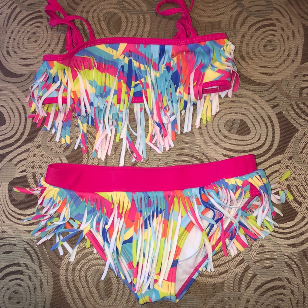 Limeapple fringe bikini